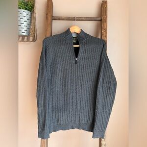 Eddie Bauer Gray 1/4 Zip Cotton Cashmere Grandpa Sweater